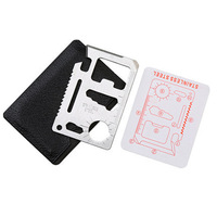 Outil multifonction portable en acier inoxydable 11-en-1 pour carte de crédit, couteau de survie EDC, scie, tournevis, règle, cadeau promotionnel