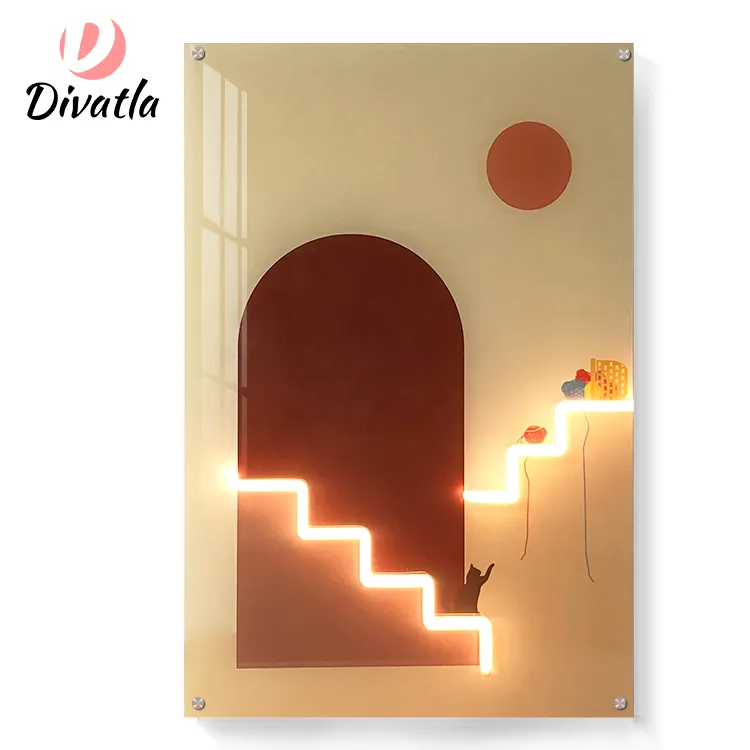 DIVATLA नई शैली घर सजावट ड्राइंग दीवार फांसी कला नियॉन लाइट 4W नेतृत्व नीयन प्रकाश पेंटिंग