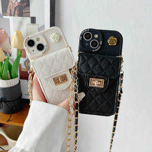 <span class=keywords><strong>Coque</strong></span> de Téléphone Portefeuille Luxe Léger Fleur de Camélia Bandoulière Chaîne <span class=keywords><strong>Corde</strong></span> Boucle Porte-cartes pour <span class=keywords><strong>iPhone</strong></span> 16 15 17 Pro Max 14 Pro Plus 13 12 - Product Image 2
