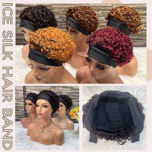 Peluca de Cabello Humano Remy Chino con Diadema de Encaje Transparente para Mujeres Negras, Corte Bob Corto y Rizado, 250% de Densidad, Hecha a Máquina - Product Image 4