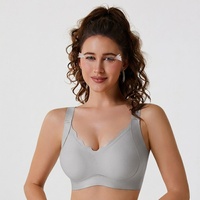 Soutien-gorge push-up sans couture sans armatures ultra-fin à couvrance totale, bretelles convertibles, col en V, grande taille, style européen-américain, pour l'export