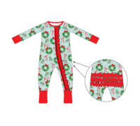 Caja de Regalo de Navidad con Estampado de Adornos de Árbol de Navidad, Pelele con Cierre para Bebé, Doble Cierre, Tela de Bambú Ecológica, Unisex, Manga Larga