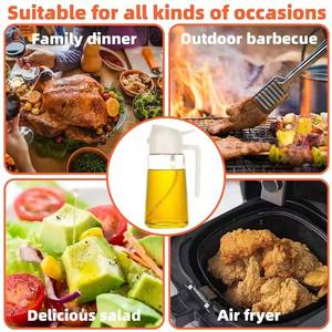 Erogatore di olio d'oliva 2-in-1 da 470ml e spruzzatore di <span class=keywords><strong>vetro</strong></span> con ugello nebulizzatore <span class=keywords><strong>per</strong></span> bottiglia di olio da cucina - Product Image 6