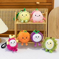 Lot en gros de jouets en peluche en forme de fruits, porte-clés, en coton PP : Melon, Mangoustan, Pêche, Durian, Fruit du Dragon, Poupées en peluche, Jouets pour machines