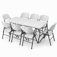 Table pliante en HDPE de 6 pieds, moulée par soufflage, robuste, pliable en deux, portable, pour camping, conférence, banquet, capacité de charge de 300 kg