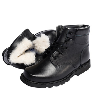 Botas de Nieve de Lana para Hombre, con Cordones Delanteros, Tacón Medio, Color Sólido, Cálidas, para Exteriores - Product Image 5