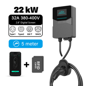 Nouvelle borne de recharge murale pour véhicules électriques de type 2, 7-22 kW, double pistolet, plateforme cloud intelligente OCPP, RFID/NFC, application - Product Image 1