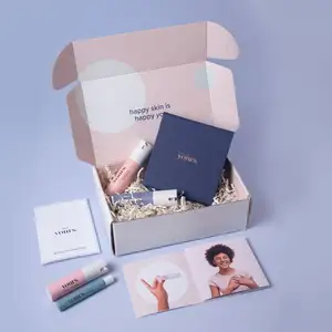 Caja de cartón corrugado con impresión personalizada, embalaje de cosméticos plegable, envío por correo