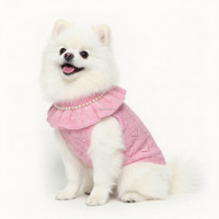 Pull en coton tricoté élégant et luxueux pour animaux de compagnie, motif cœur, couleur unie, col à volants, chaud, pour le printemps et Halloween
