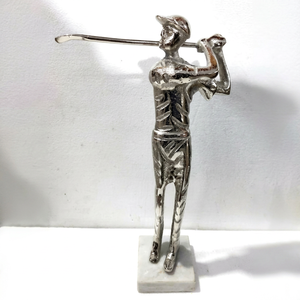 Silver Aluminum Golf Player Figurine Handmade Artistic Tabletop Sculpture Modern Design Eco-Friendly Durable Living Room <b>Decor</b> - Product Image 1