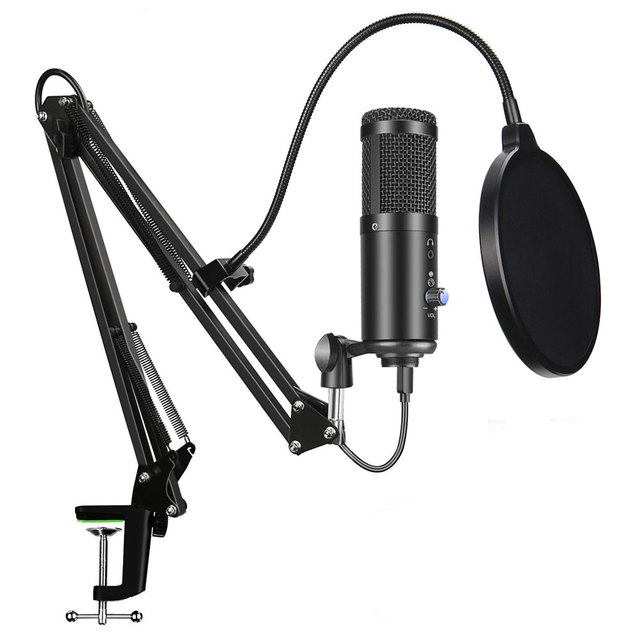 For Professional Cardioid Condenser Microphone USB Audio Interface Streaming Studio Metal Desktop Wired Communication Noise