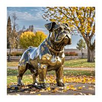 Grande sculpture de tête de chien en bronze pour l'extérieur, œuvre d'art métallique artisanale en laiton pour projets paysagers