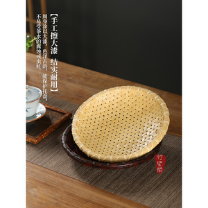 Handmade <b>Bamboo</b> Woven Fruit Plate Round Dessert Tray Food <b>Container</b> Living Room Use Single Tier - Product Image 3