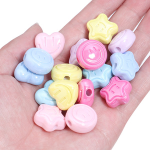 Cuentas Acrílicas Coloridas con Diseño de Cara Feliz, Planas, Redondas, en Forma de Corazón y Estrella, para DIY, Pulseras, Collares, Accesorios para Teléfonos Móviles - Product Image 2