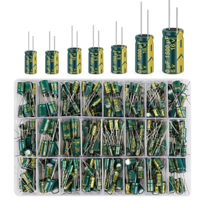 Kit de surtido de condensadores electrolíticos de aluminio radiales de alta frecuencia, color verde, 460 Uds., 24 valores, 0,1 μF-1000 μF (6,3 V-50 V), con caja - Product Image 1