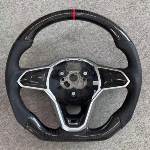 Volante Personalizado Compatible con VW <span class=keywords><strong>Mk8</strong></span> <span class=keywords><strong>gti</strong></span> 8 R Golf 8 Mk7 CC POLO R-LINE PASSAT GTD GTS GTE, Volante de Fibra de Carbono - Product Image 1