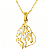 Collier pendentif flamme éternelle en argent sterling 925 plaqué or noir, bijoux juifs Judaica, cadeau de Hanouka