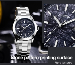 Orologio da Polso di Lusso da Uomo con Quadrante Effetto Pietra, Cinturino in Acciaio Solido, Impermeabile 3ATM, Luminoso, al Quarzo, Ideale come Regalo - Product Image 3