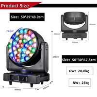 Iluminación DJ, Luz Móvil LED 4 en 1 de 37x40W, Efecto Ojo de Abeja, RGBW, Zoom Wash, con Control DMX512 y Temperatura de Color Ajustable para Eventos y Fiestas