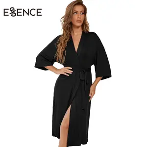 Jubah mandi bambu panjang lembut jubah katun <span class=keywords><strong>Jersey</strong></span> rajut kustom jubah mandi Kimino wanita - Product Image 1