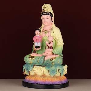 Statue de <span class=keywords><strong>Bouddha</strong></span> Guanyin Bodhisattva sculptée à la main sur un siège de lotus pour la paix et la sécurité des enfants, ornement de la montagne Putuo et des mers du Sud - Product Image 3