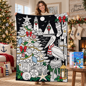 Couverture à colorier DIY de Noël, lavable et réutilisable, en flanelle, pour peinture familiale, motif personnalisé, cadeau pour enfants - Product Image 2