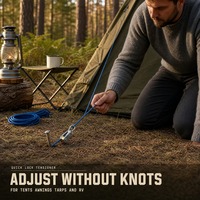 Tendeur universel pour ligne de tente, en métal, à verrouillage rapide, avec crochet et cordon en nylon réfléchissant, pour camping, auvent, bâche, auvent de jardin