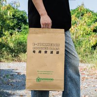 Pochette d'expédition en papier kraft écologique, biodégradable, recyclable, résistante, imperméable, avec poignées plates pour le commerce électronique