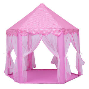 Tienda de Campaña Infantil de Princesa Rosa al por Mayor para Niñas, Casa de Juegos Hexagonal con Luces de Estrellas de Hadas y Alfombra Suave - Product Image 1