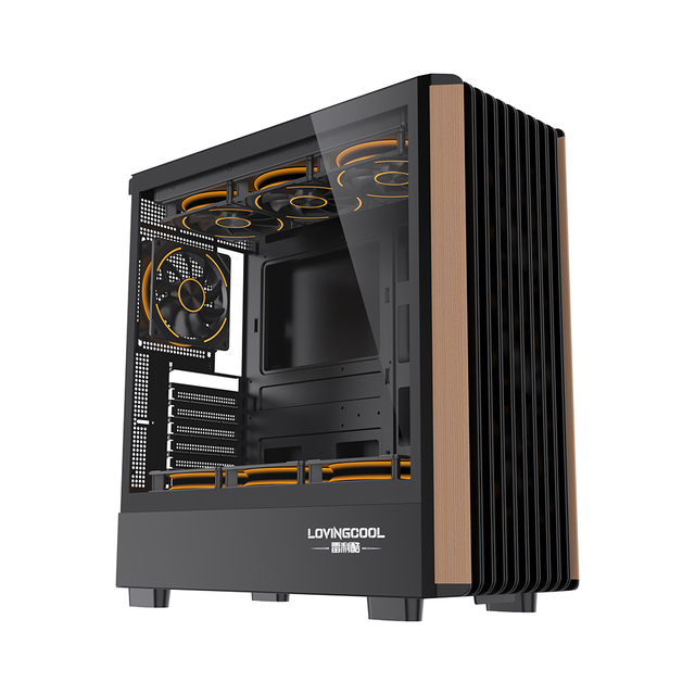Lovingcool Customized OEM ATX Desktop PC Chassis Steel Wood Front Panel Full Tower Computer Case for Gaming Use
