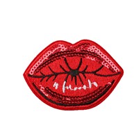 Patch décoratif thermocollant pour vêtements, style européen et américain, en polyester brodé de paillettes, motif bouche sexy