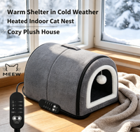 MEEW Lit-cave chauffant USB à double usage pour animaux de compagnie, maison de couchage fermée pour petits chats et chiens