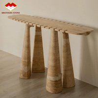 Table console moderne personnalisée avec plateau en travertin pour chambre et couloir, table d'appoint pour maison, villa, hôtel
