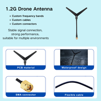 Antenne RF de type Y 1,2/1,3 GHz pour communication extérieure de drones de course FPV 50 Ohm ABS Fréquence personnalisée OEM