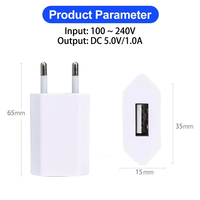 Adaptateur de voyage USB en gros, lot de 2, 5V 1A 5W, en matériau ignifuge, chargeur universel pour smartphones, appareils photo et tablettes