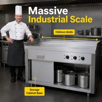 Gril électrique professionnel sur pied à surface plate 12kW 16kW 380V pour restaurant, idéal pour burgers, steaks et petit-déjeuner en cuisine