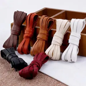 उच्च अंत उच्च गुणवत्ता के चमड़े के जूते फ्लैट Shoelaces अनुकूलित रंग और लंबाई लच्छेदार Shoelaces