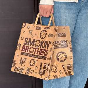 Sacs en papier personnalisés, écologiques, biodégradables, recyclables, avec votre propre logo, pour la restauration, les barbecues, les plats à emporter - Product Image 5