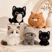Peluche rétro de chat de compagnie simulé, poupée réaliste en peluche de chaton tigré noir et orange avec bonnet tricoté