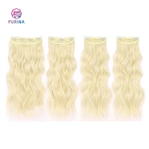 Comfortable fit heat resistant fiber weave top grade 4 piece 11 clips weft synthetic bundle for woman