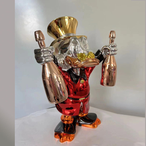 Nhà Máy Tùy Chỉnh Phim Hoạt Hình Vịt Trong Màu Xanh Lá Cây Và Với Chai Pop Nghệ Thuật Bức Tượng Trang Trí Nội Thất Hiện Đại Nhựa Điêu Khắc Thủ Công Mỹ Nghệ Và Nghệ Thuật - Product Image 5