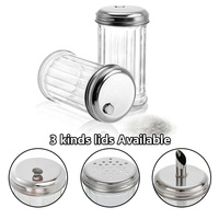 Shakers Suger de style rétro de 5.5 pouces avec couvercle à rabat en acier inoxydable Verseur de distributeur de sucre en verre de 12oz