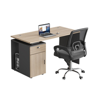 Bureau individuel pour une personne, table de travail de bureau commerciale avec tiroir verrouillable et espace de rangement pour unité centrale