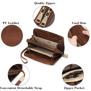 Sac à main pour femme à double fermeture éclair, grande capacité, en cuir PU, très vendu - Product Image 6