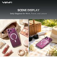 VAWI B470 Coque de protection magnétique transparente en cristal IMD personnalisée de luxe avec paillettes pour iPhone 18 17 Pro Max