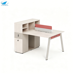 Bàn làm việc văn phòng hiện đại cao cấp hai người ngồi, có vách ngăn và tủ cao, dùng cho nhân viên văn phòng - Product Image 3