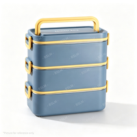 Boîte à lunch carrée portable en acier inoxydable multicouche, étanche, chauffable, écologique, avec cuillère et bol à soupe pour adulte – Vente en gros
