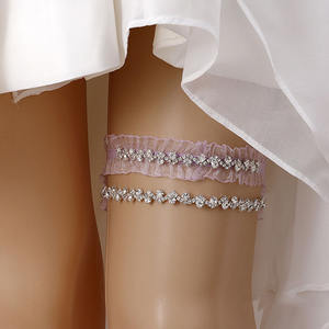 Jarretelles de <span class=keywords><strong>mariage</strong></span> en dentelle ornée de strass, accessoires de <span class=keywords><strong>mariage</strong></span> pour femmes, jarretelles pour jambe Sexy - Product Image 2