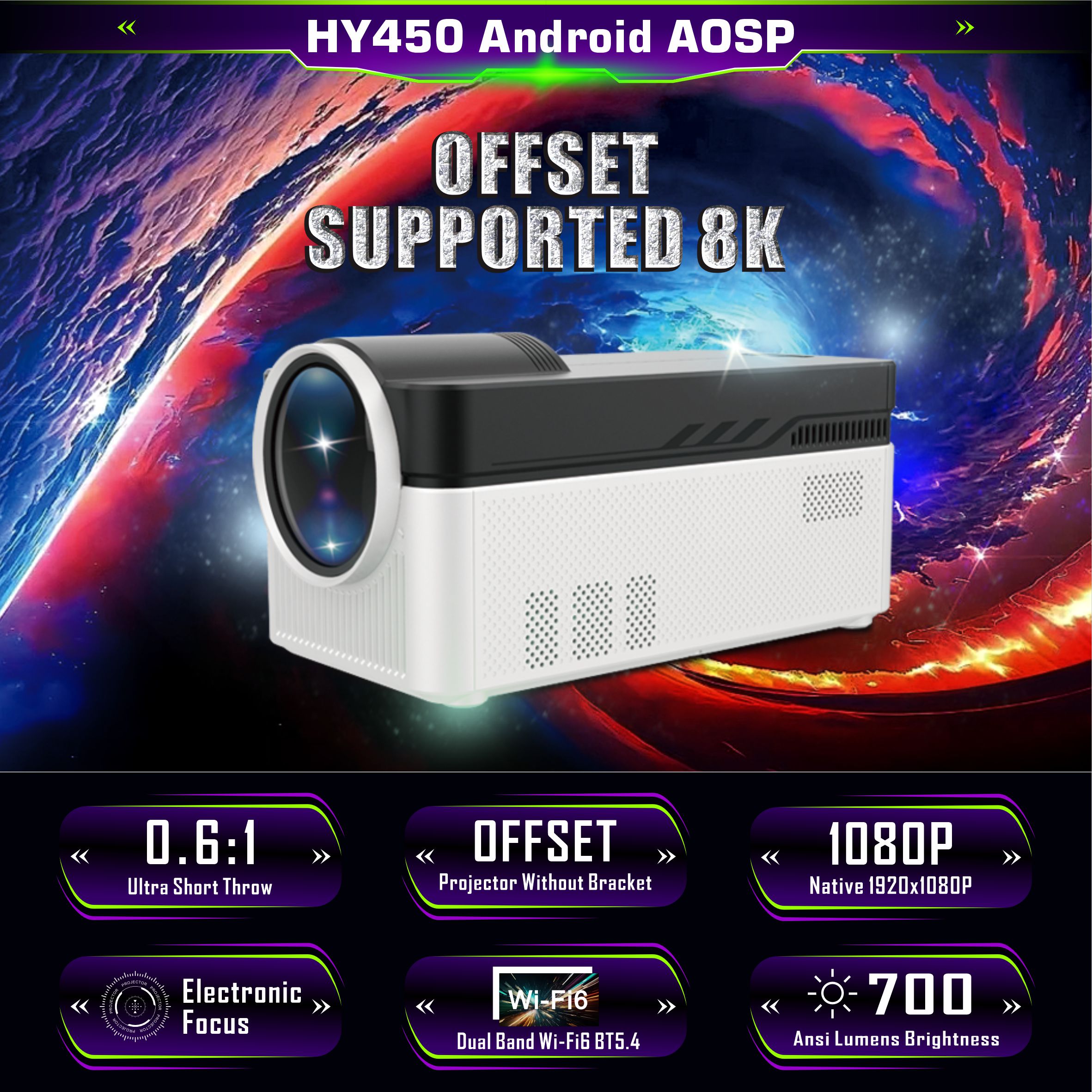 Softbank - mimiyuihaha Portable 4K Projector - Perfect for Home Theater & Education