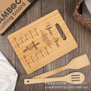 Planche à découper en bambou rectangulaire gravée au laser avec un motif en croix pour le fromage, la pizza, le steak, usage domestique - Product Image 4